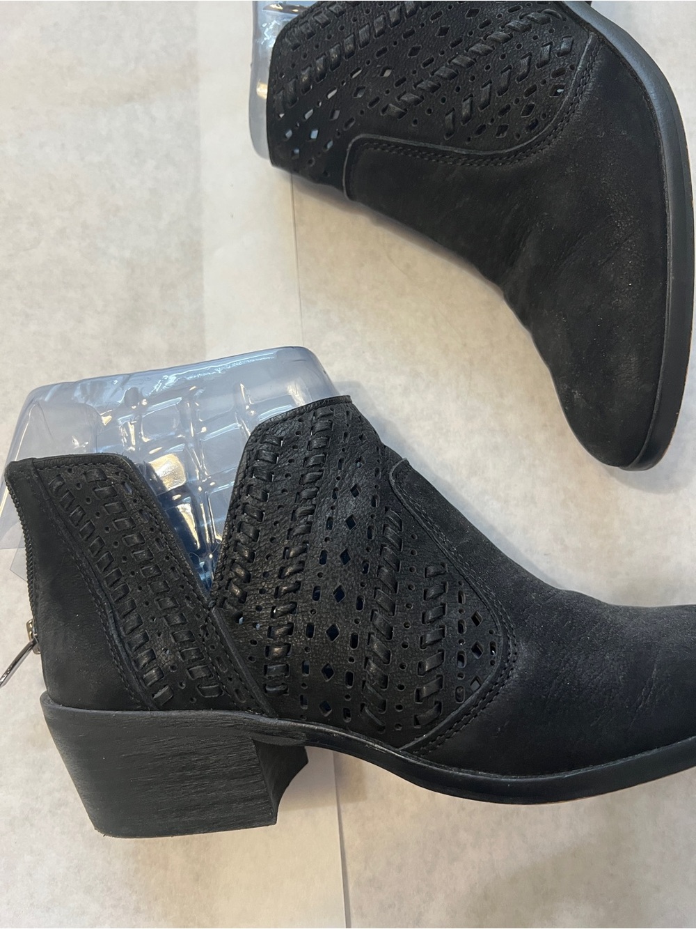 Vince Camuto Black Perforated Suede Ankle Booties